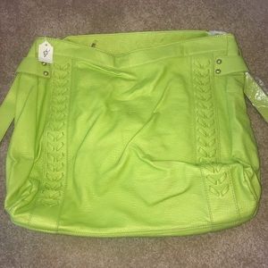 lime green purse with deep interior